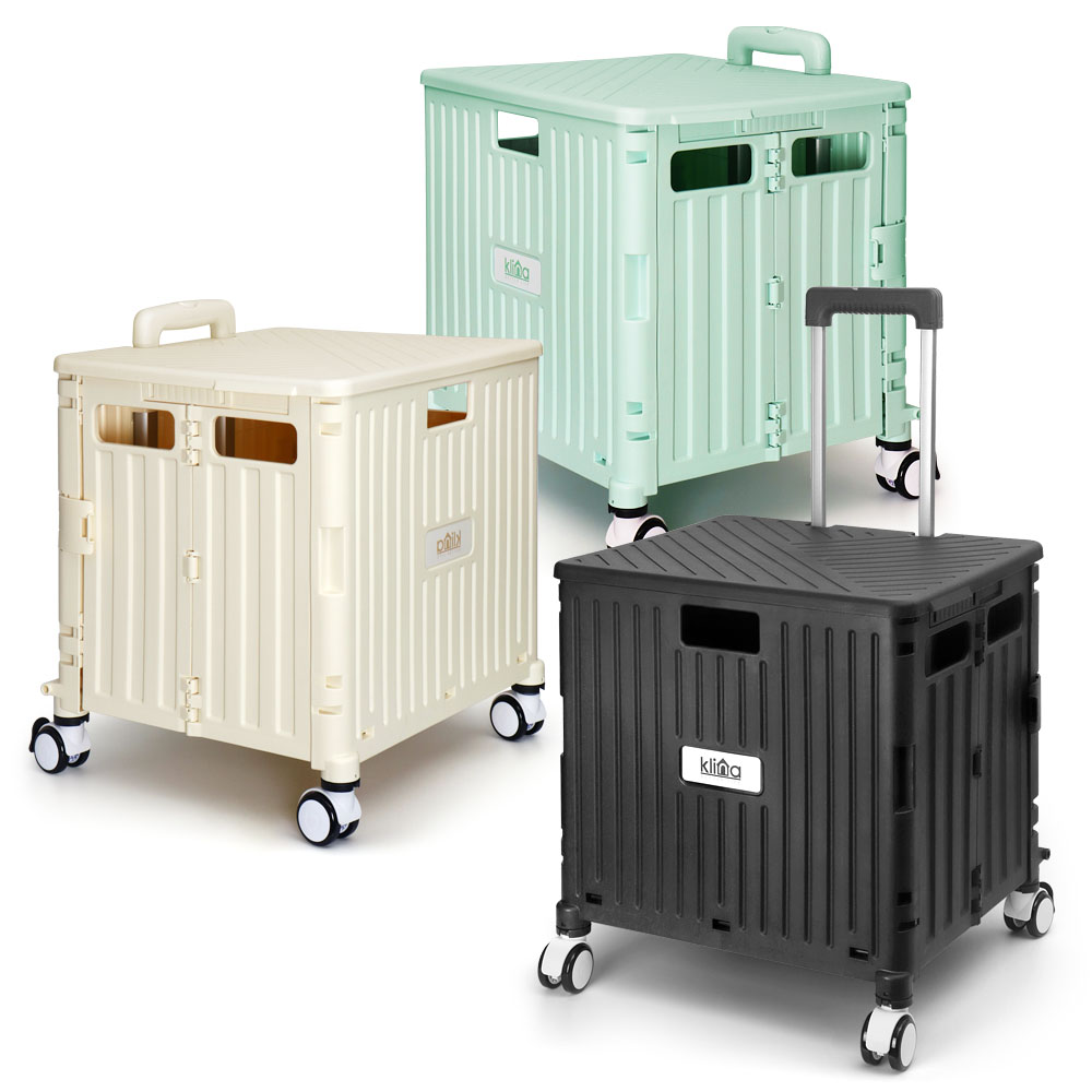 클리나 접이식 쇼핑카트 장바구니 핸드 캐리어 대형, 블랙