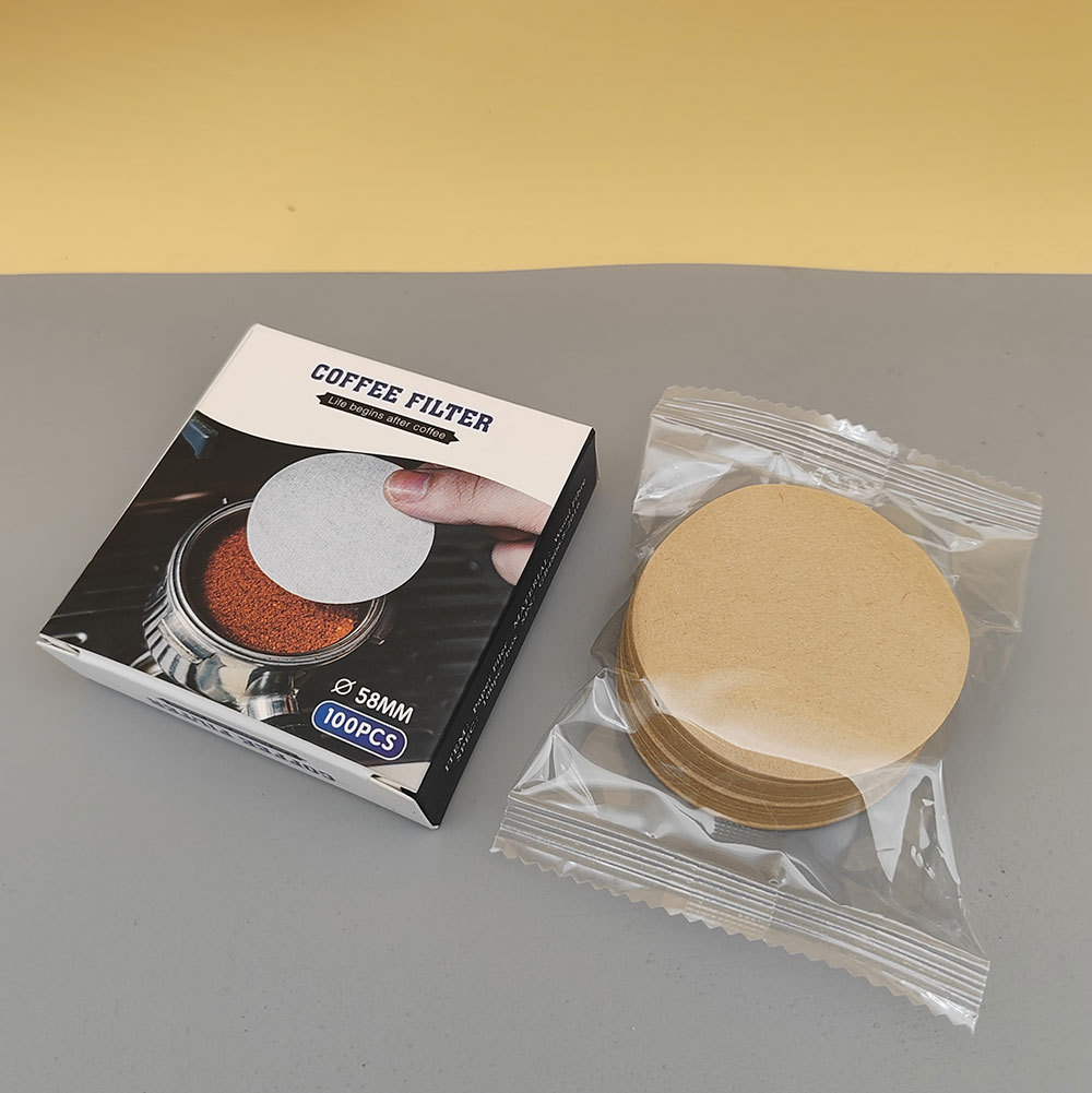 원형 커피퍽스크린 종이필터 여과지 100매 모카포트 포터필터 거름종이 브라운 51mm