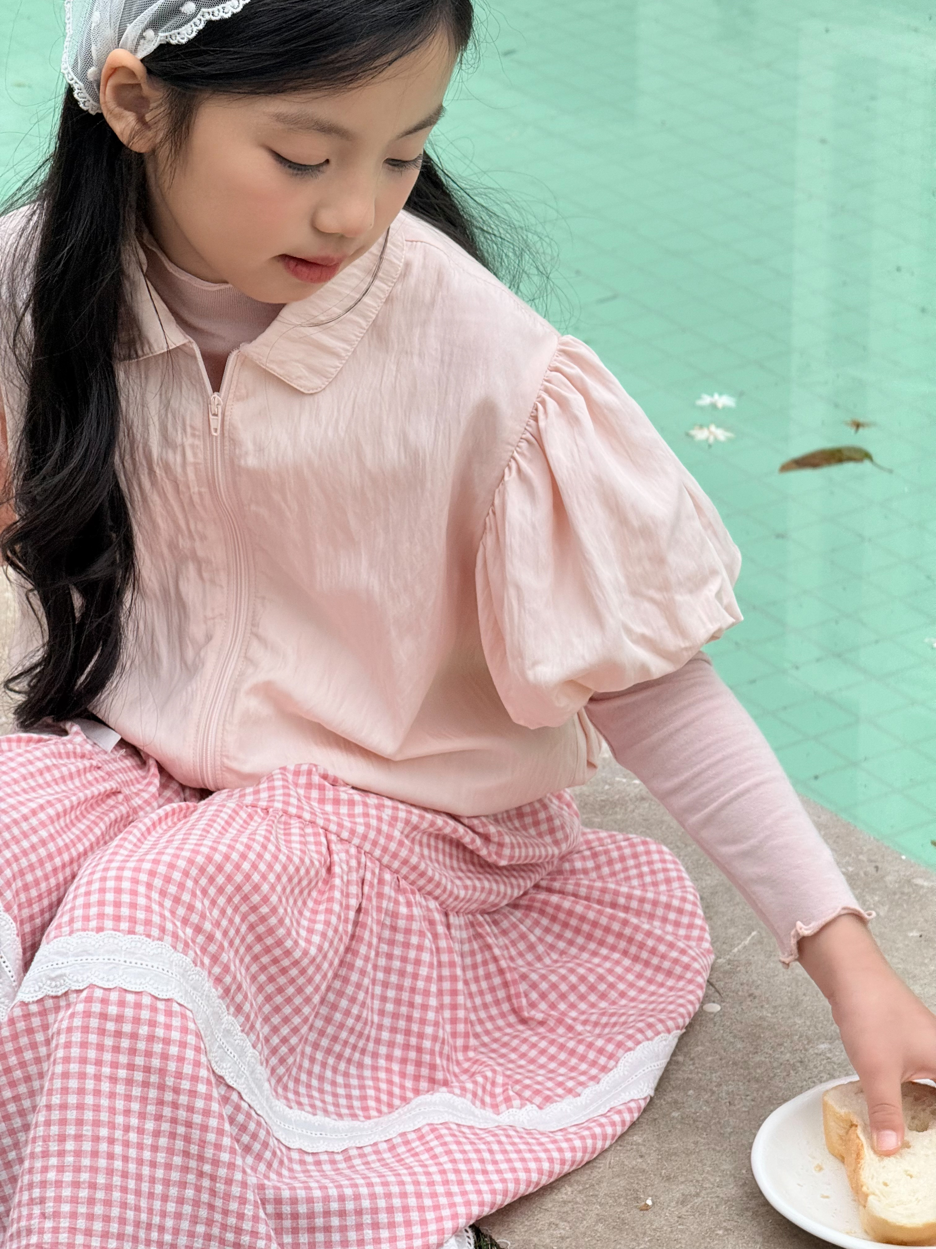 Irene's Closet 나일론 퍼프소매 반팔 윈드브레이커 유아 주니어 봄 간절기 (메쉬 안감) 이미지 8