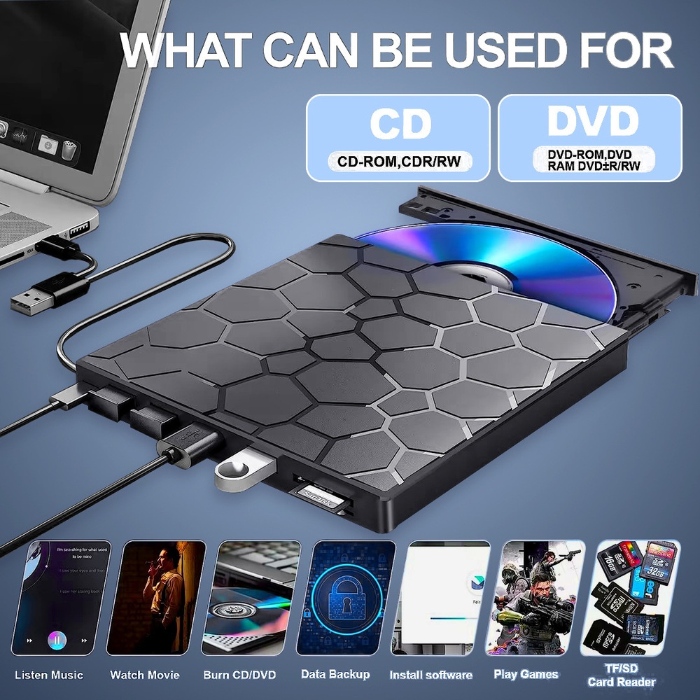 올인원 외부 CD 드라이버 DVD USB3.0 Type-C - 상세 이미지 2