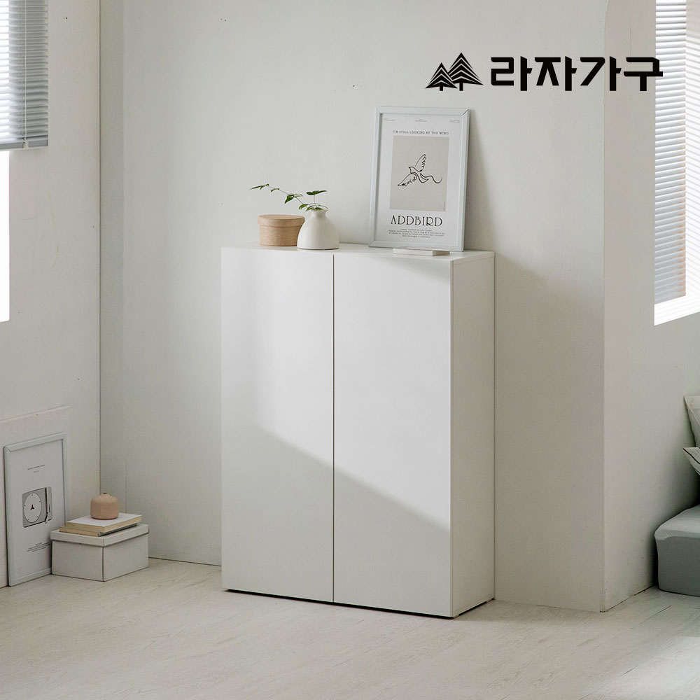 라자가구 글림 거실 주방 다용도 수납장 800 긴문형, 3단, 화이트 - 상품 이미지