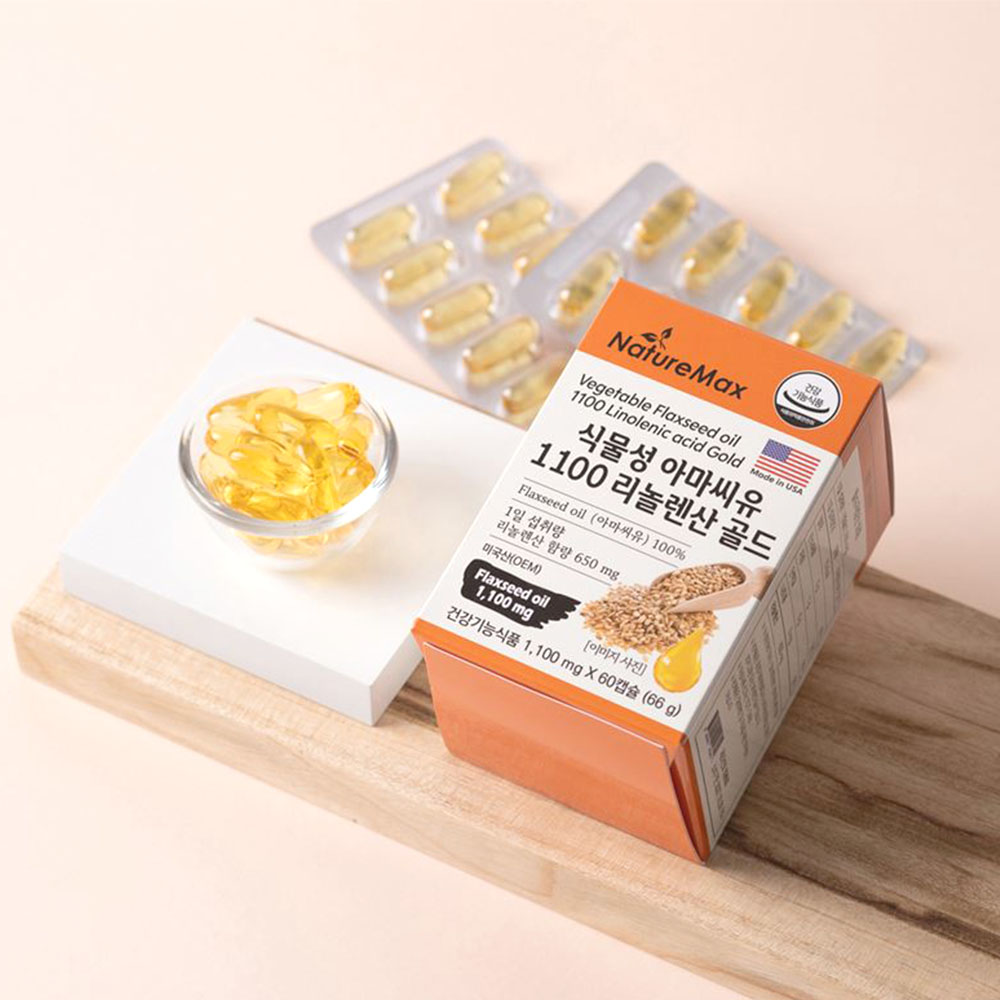 식물성 아마씨유 1100 리놀렌산 골드 60캡슐 2개월분 - 상품 이미지