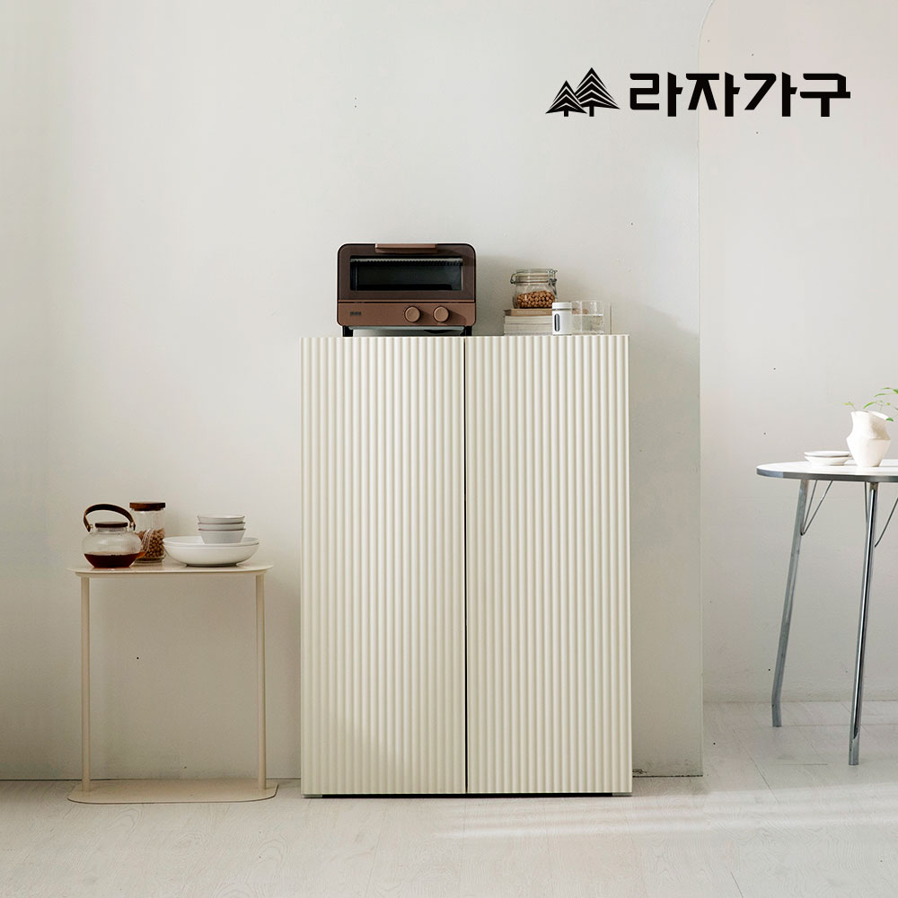 라자가구 글로우 E0 템바보드 거실 수납장 주방 선반장 800 긴문형, 3단, 샌드베이지 - 메인 이미지