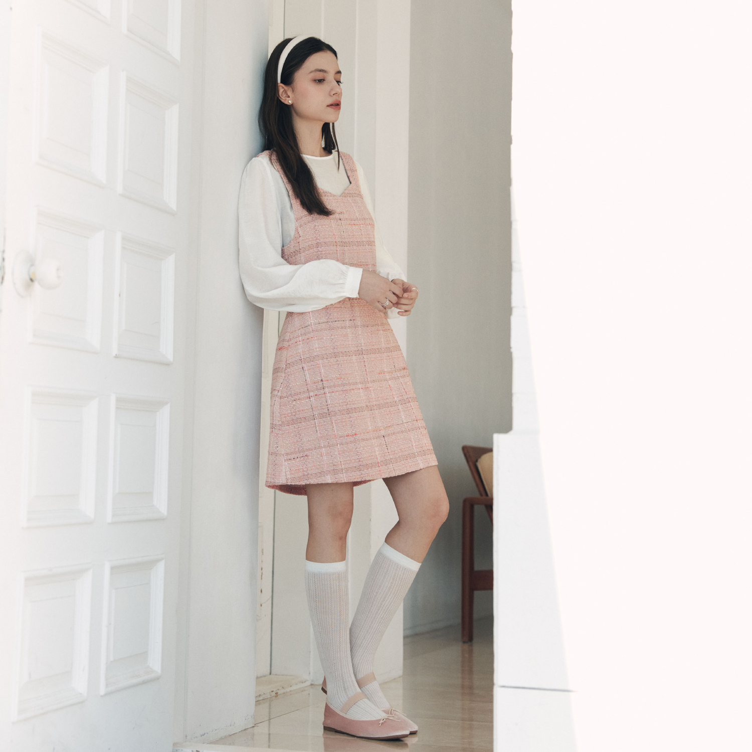 [제로스트릿]하트넥 미니 원피스 HEART NECK MINI ONEPIECE / PINK - 상세 이미지 2