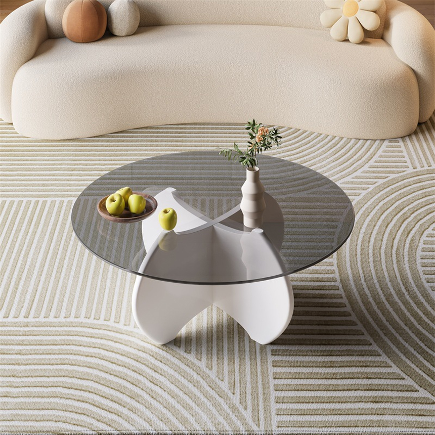 퓨처라 글래스 원목 거실 커피 티 테이블