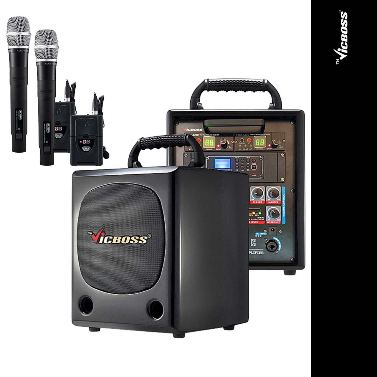 빅보스 PWA-832N 이동식 충전식 앰프 선거 집회용 휴대용 스피커 마이크 세트 국산
