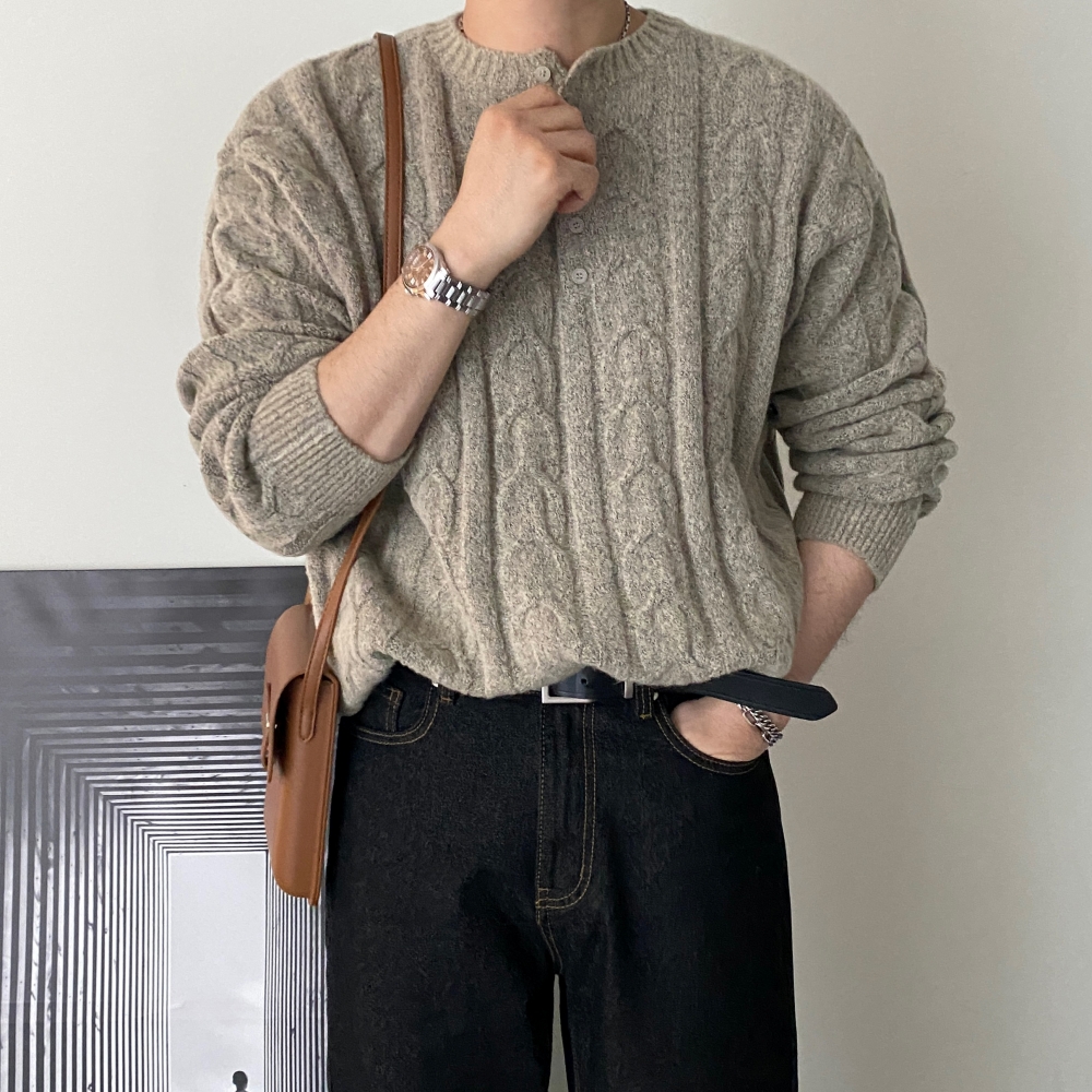 헨리넥니트 남자케이블니트 오버핏니트 - 상세 이미지 2