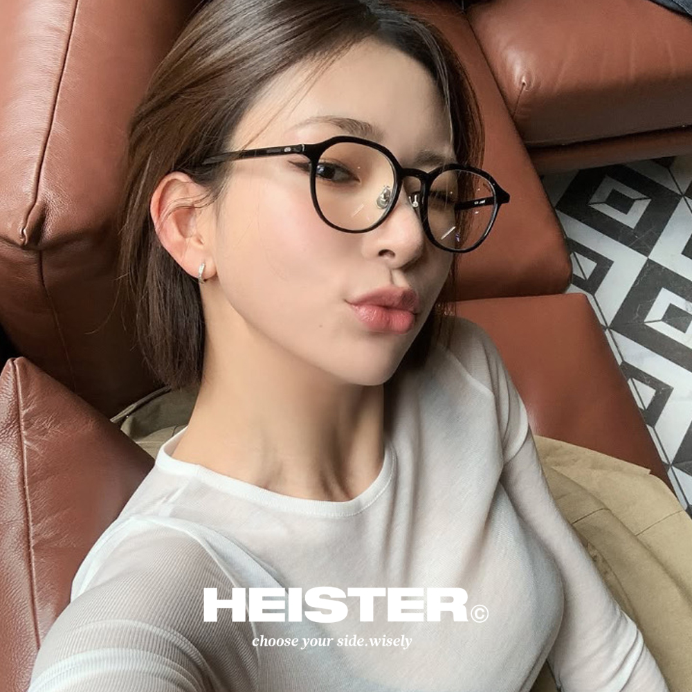 하이스터 안경 번즈 Burns BSV 남자 여자 다각 원형 뿔테 블랙 안경테 - 상세 이미지 5