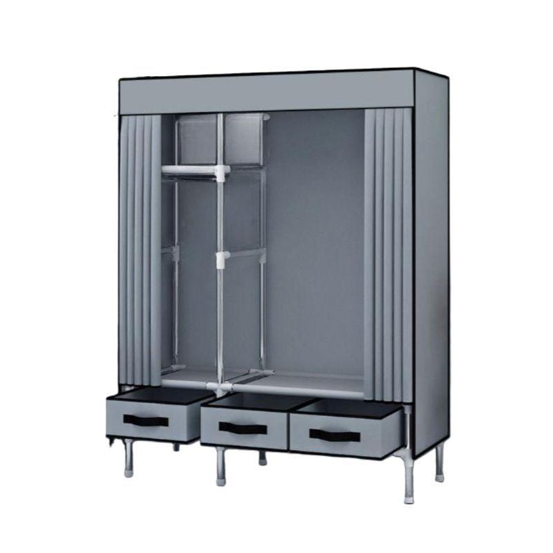 조립식 옷장 간편식 장롱 드레스룸 천 이불장 선반 105x45x170cm 그레이 - 상품 이미지