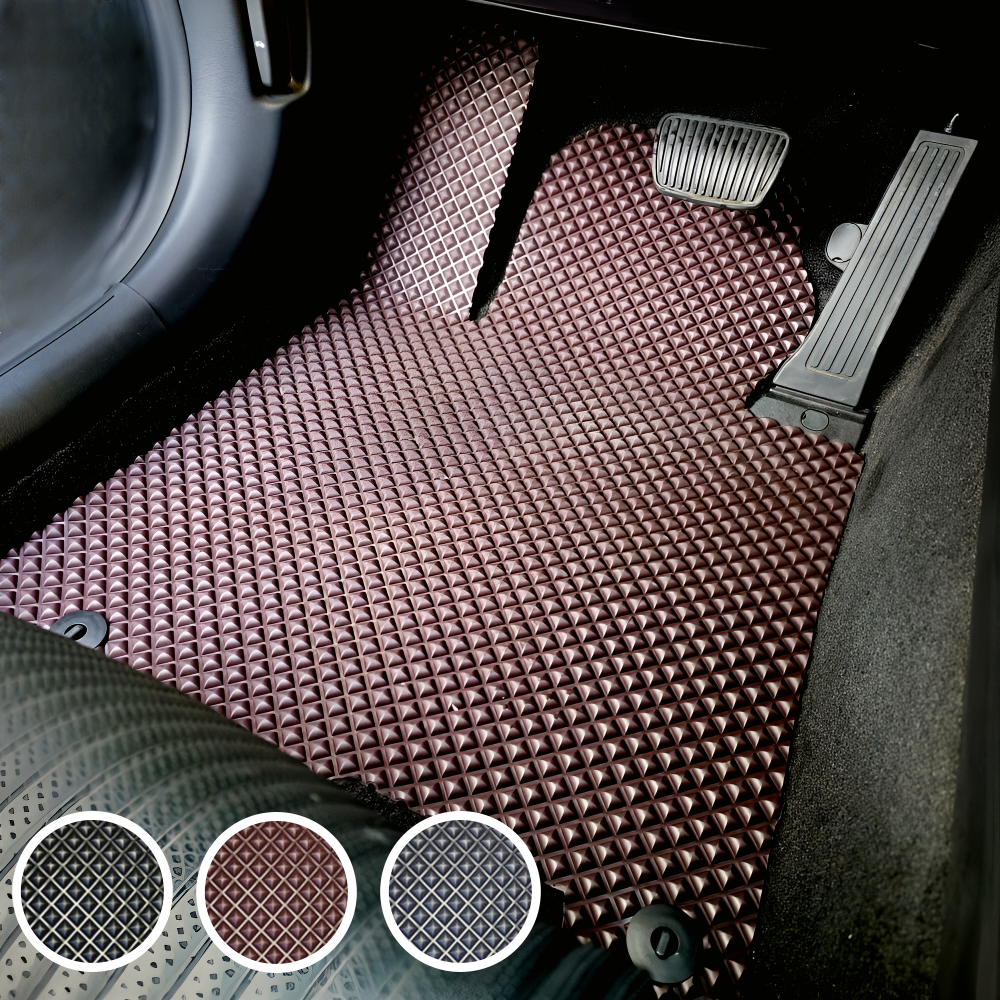 와플 카매트 전차종 방수 자동차 발매트 발판 브라운 1열 운전석+조수석 엣지없음