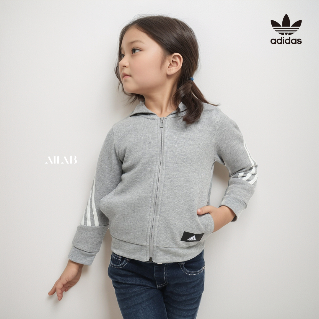 [오늘출발] 아디다스 키즈 후드 집업 어린이 아동 초등학생 주니어 3선 후디 3S 그레이, 130