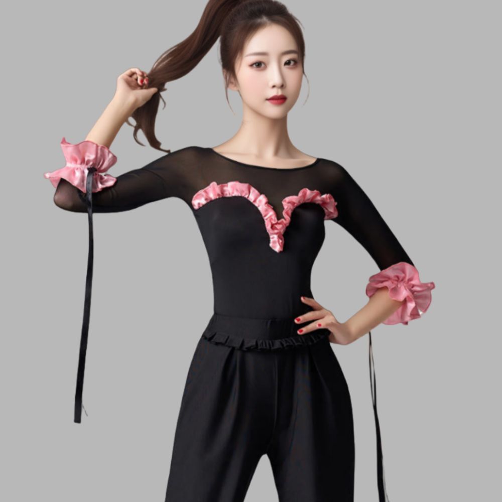 왈츠 방송댄스복 벨리 밸리댄스복 라틴 여성용 상의 연습복 스포츠댄스복 스커트 라인댄스복 보라 M - 상세 이미지 3