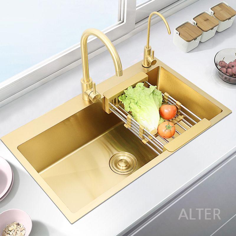 골드 스테인레스 싱크대 수도꼭지미포함 싱크볼 개수대 주방 45x40cm플래그십패키지 - 상세 이미지 4