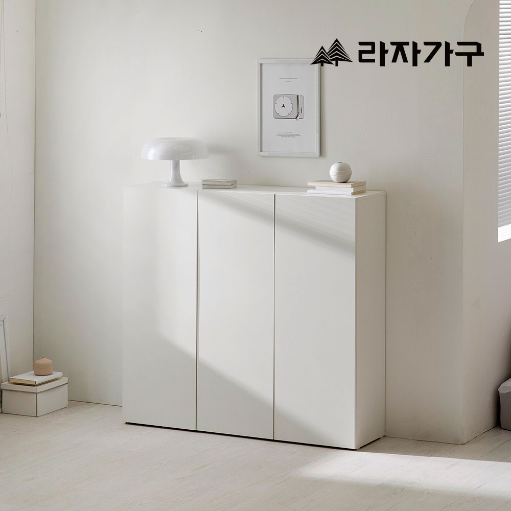라자가구 글림 거실 주방 다용도 수납장 1200 긴문형, 3단, 화이트 - 상품 이미지