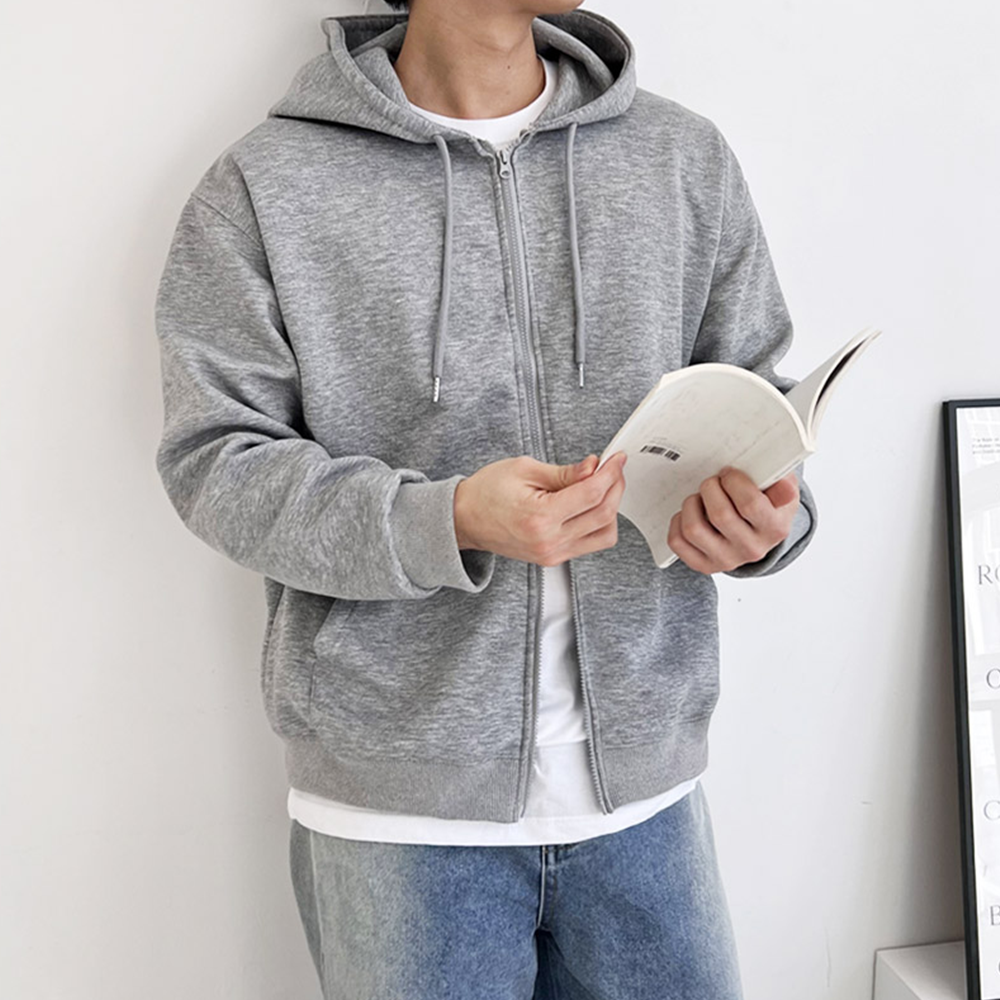 모자큰후드집업 투웨이 커플 남자 2way 무지 오버핏 집업 - 상세 이미지 3