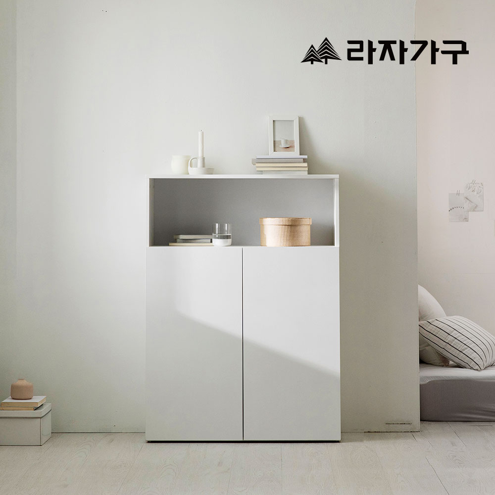 라자가구 글림 거실 주방 다용도 수납장 800 선반형, 3단, 화이트 - 상품 이미지