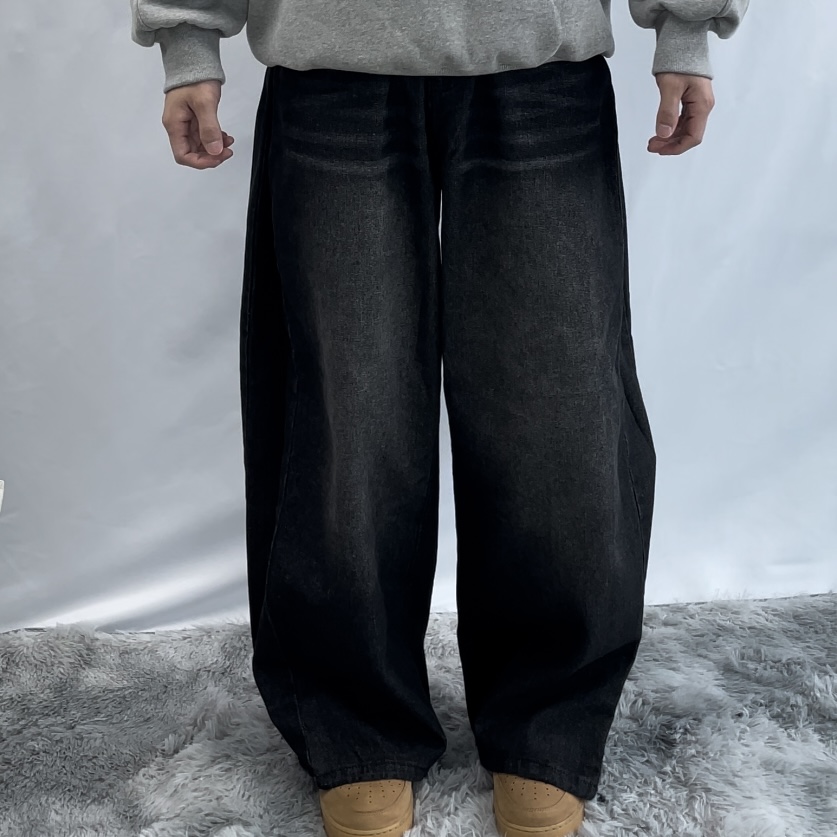 벌룬핏청바지 세미와이드데님 블랙진 - 상세 이미지 4
