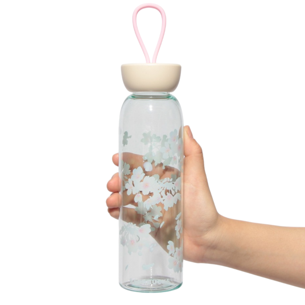 일본 스타벅스 2025 벚꽃 한정 실리콘 스트랩 병 페일 블루 532ml - 상품 이미지
