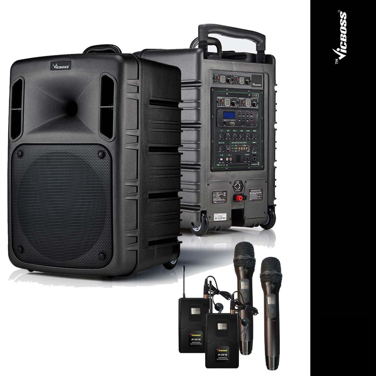 빅보스 PWA-VN804 충전식앰프 보조스피커 마이크 세트 600W 선거 집회용 국산