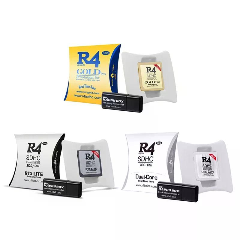 R4 칩 골드 프로 SDHC DS/3DS/2DS/ Revolution 카트리지 USB 어댑터 포함 Gold