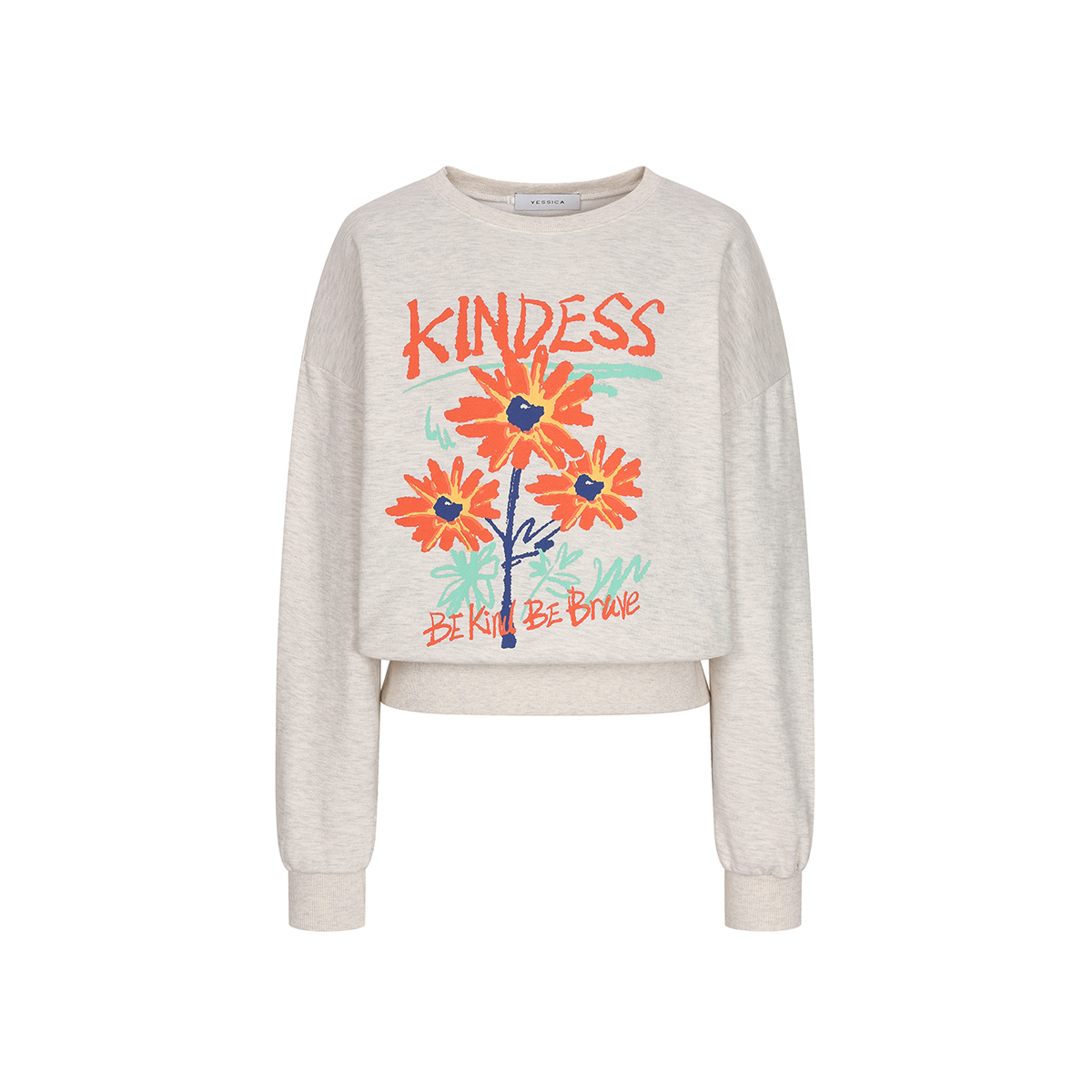 예시카 플라워 아트웍 레터링 맨투맨 티셔츠 YJ2TS301