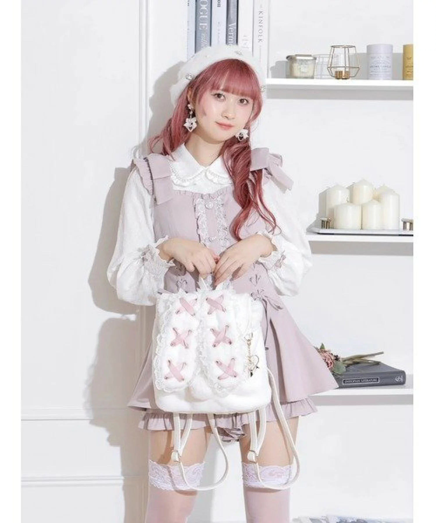 노에미 NOEMIE 토끼 귀 레이스업 퍼 여성 백팩 토트백 가방 3컬러 이미지 6
