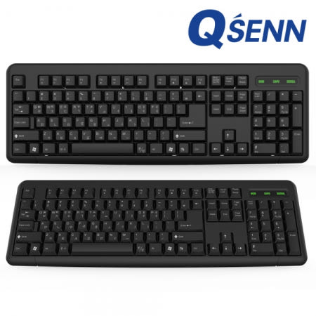 QSENN K1000 무선 키보드 (블랙, 키스킨 포함)