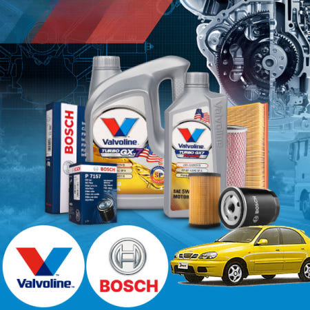 [자체제작]카샤 라노스 1.3/1.5 가솔린 발보린 터보 GX7 5W30 엔진오일필터세트 4L iter