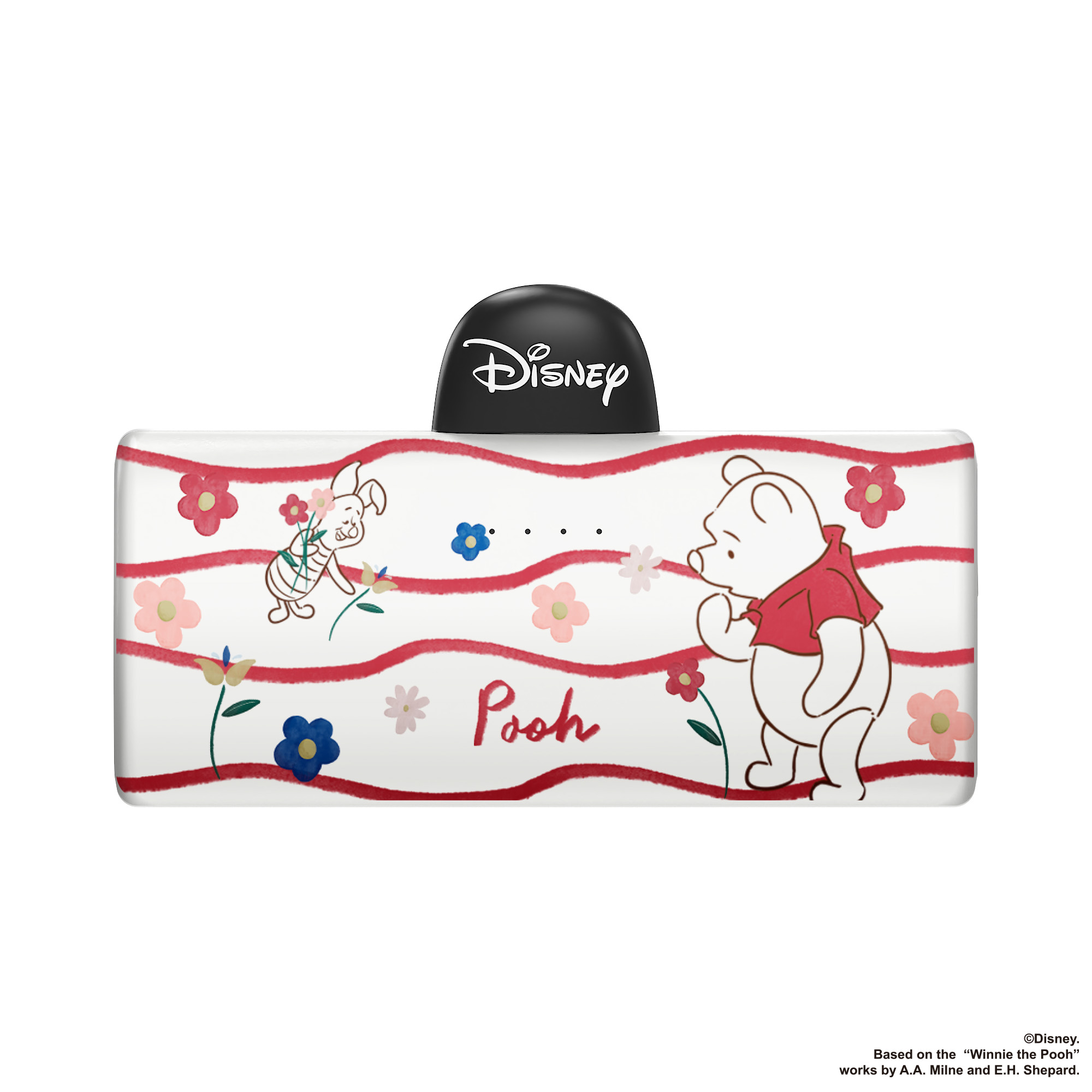 도킹 보조배터리 일체형 5000mAh C타입 8핀 5000mAh 디즈니 푸우 레드 블라썸 - 상품 이미지