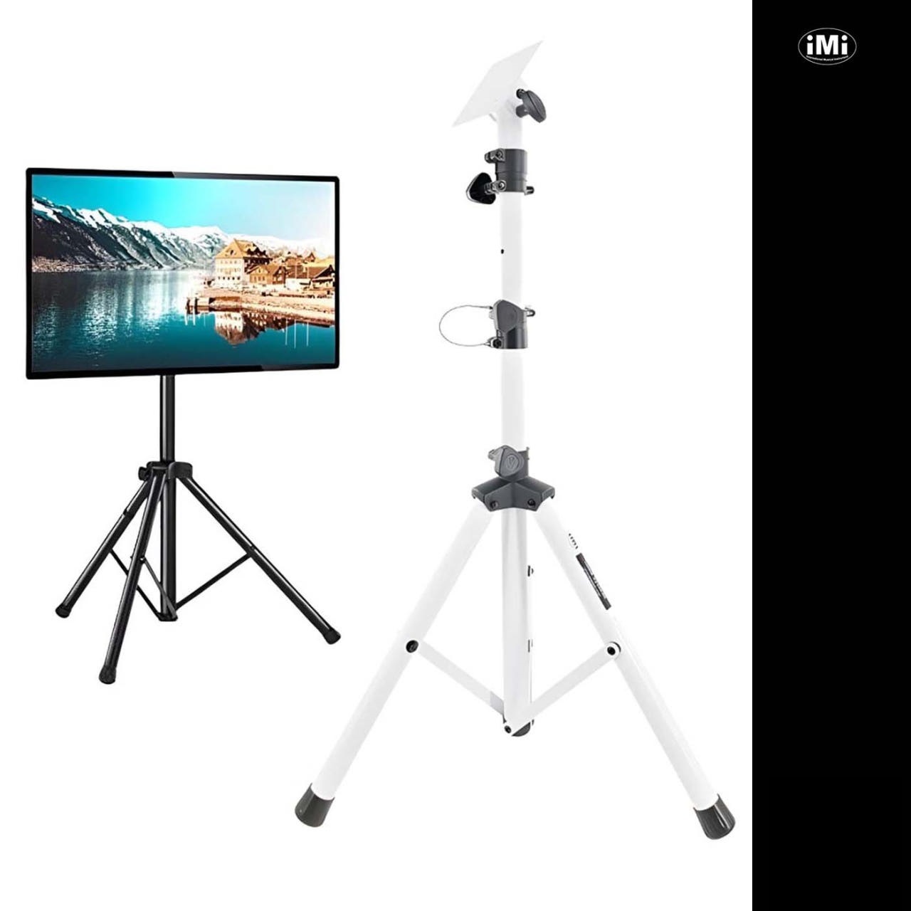 IMI 이동식 모니터거치대 스탠드 LCD 거치대 삼각대 화이트 - 메인 이미지