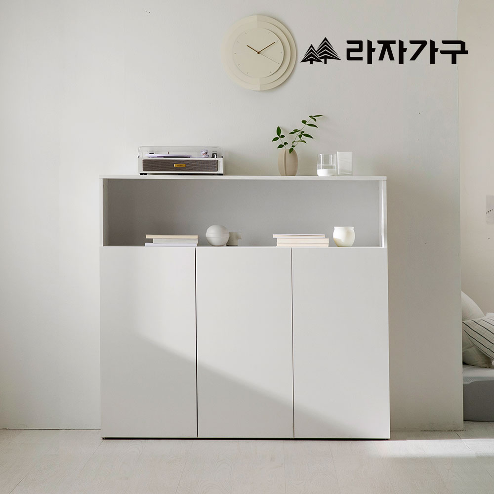 라자가구 글림 E0 거실 주방 다용도 선반 수납장 1200 선반형, 3단, 화이트