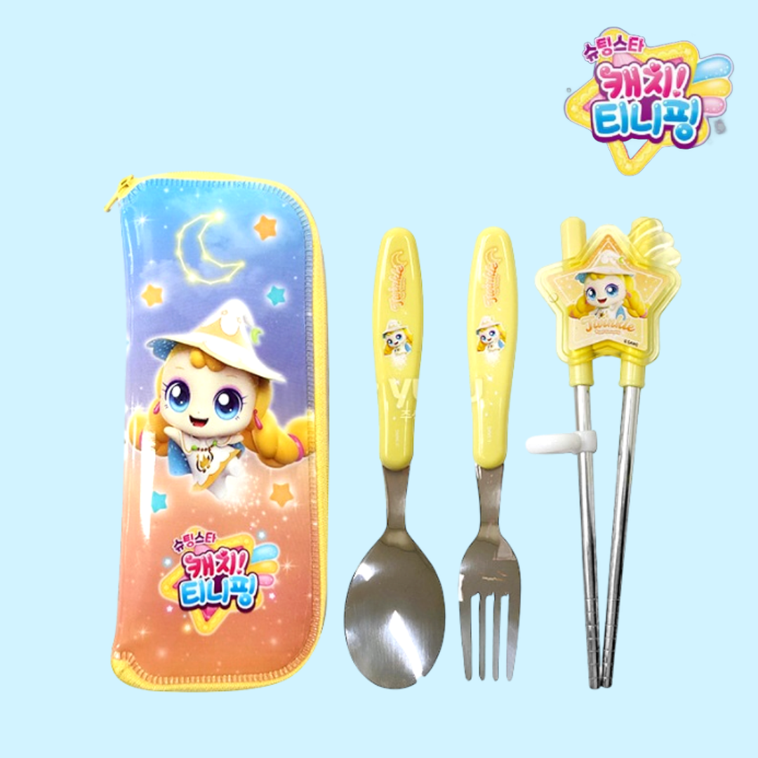 빤짝핑 수저세트 슈팅스타 티니핑 케이스 젓가락 수저 유치원 - 메인 이미지