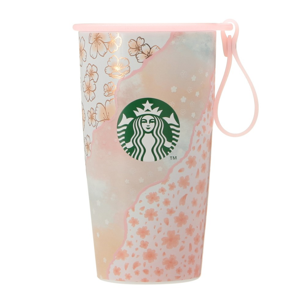 일본 스타벅스 2025 벚꽃 한정 스트랩 컵 모양 스테인레스 스틸 병 레이어드 355ml - 상품 이미지