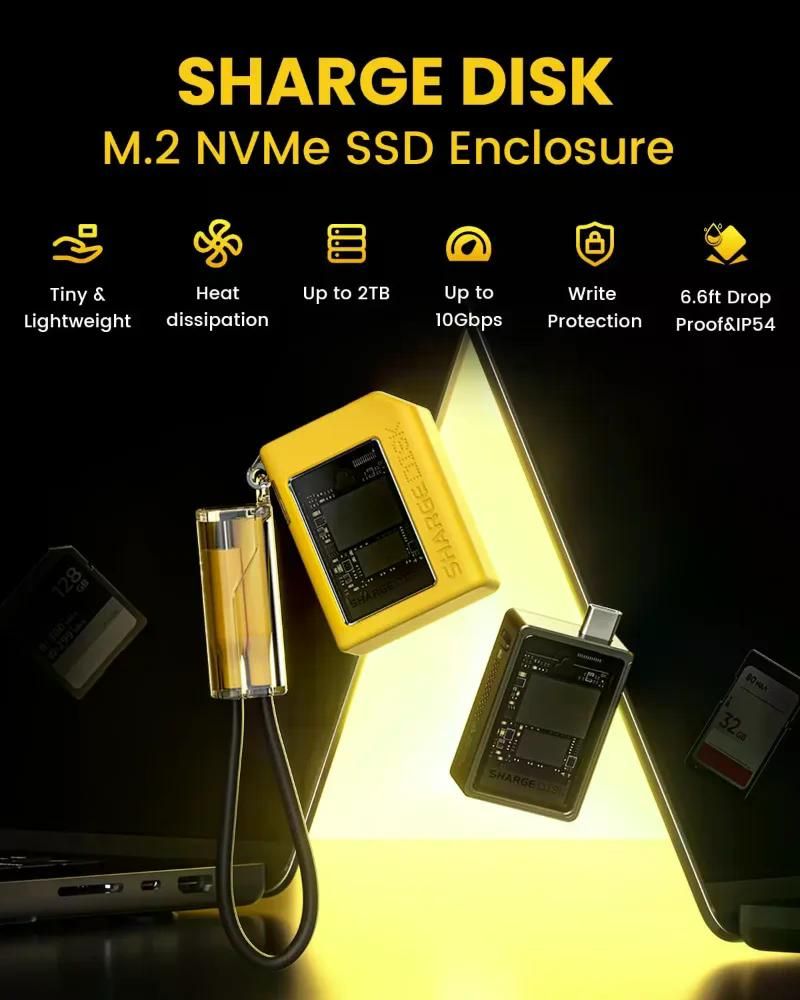SHARGE M2 SSD 케이스 2230 M.2 NVMe 인클로저 USB 3.2 Gen2(10Gbps)-NVMe PCI-E 노트북 PS5 게임 카메라용 외부 회색 - 상세 이미지 2
