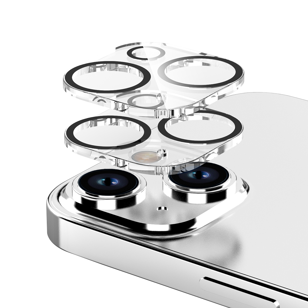 아이엠듀 카메라 보호 필름 풀커버 강화유리 빛번짐 방지 블랙 아이폰15/15플러스 공용, 2매입