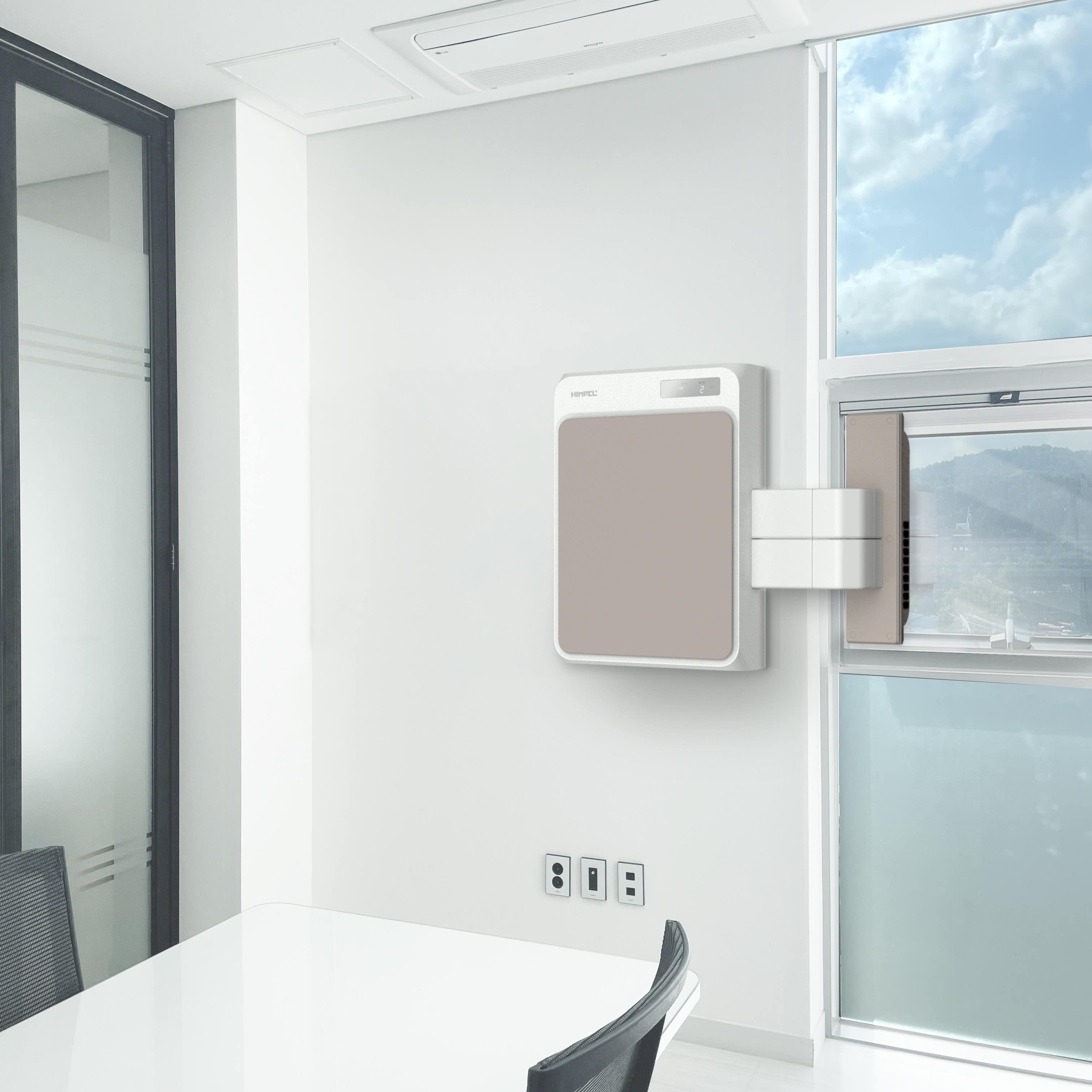 힘펠 전열교환기 휴벤W 창가부착형 HRD1-80PLW-V 아파트 환기시스템 미세먼지