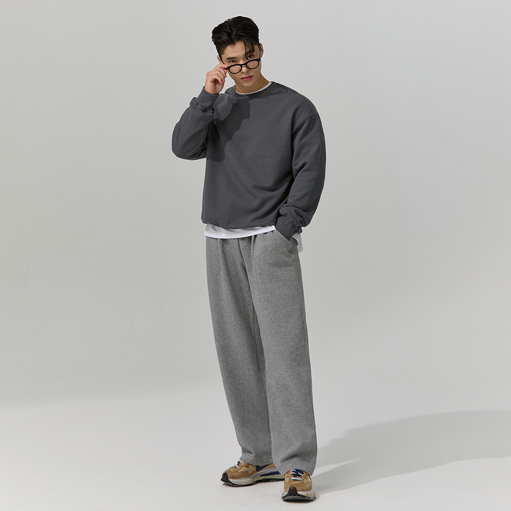 [슈퍼특가]블랙몬스터핏 원턱 기모 와이드 밴딩 바지 스웻 팬츠 - 상세 이미지 3