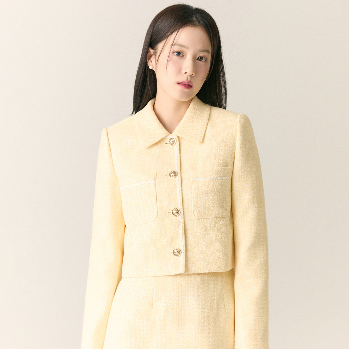 로엠 카라 트위드 자켓  RMJKF23S51 - 상세 이미지 3