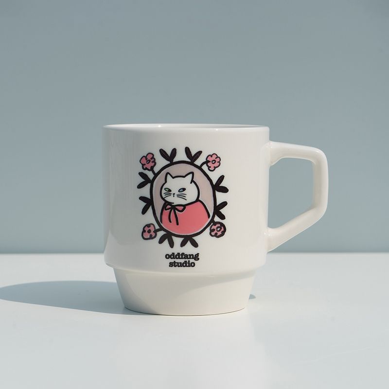 [고양이의 날] 오드팡 고양이 일러스트 스태킹머그360ml 컬러 5종 홈카페 집들이선물 - 상세 이미지 4