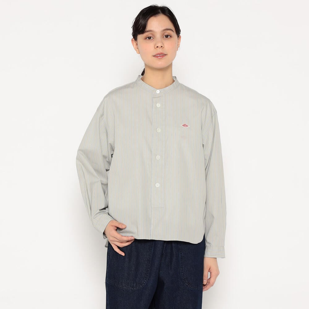 단톤 셔츠 코튼 포플린 밴드 칼라 25SS DNB251L104-0015 남녀공용 스트라이프 로고 - 상세 이미지 3