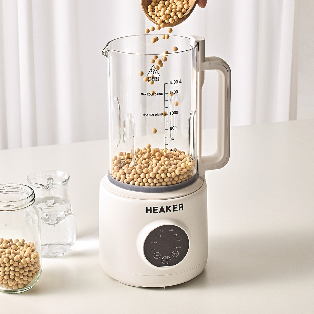 히커 유리 두유 제조기 두유기 죽 이유식 글라스 메이커 대용량 1.5L