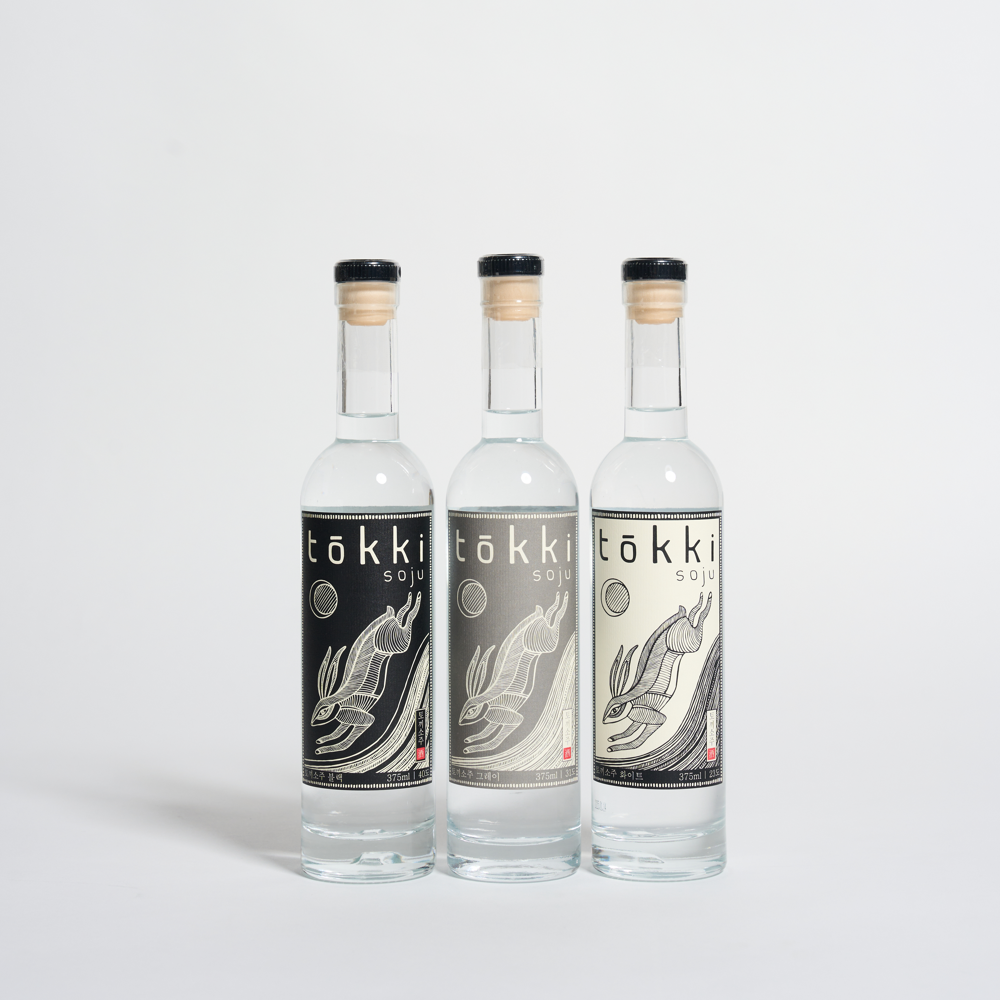 토끼소주 선물세트 375ml 블랙 40도 그레이 31도 화이트 23도 3종세트 - 상세 이미지 3