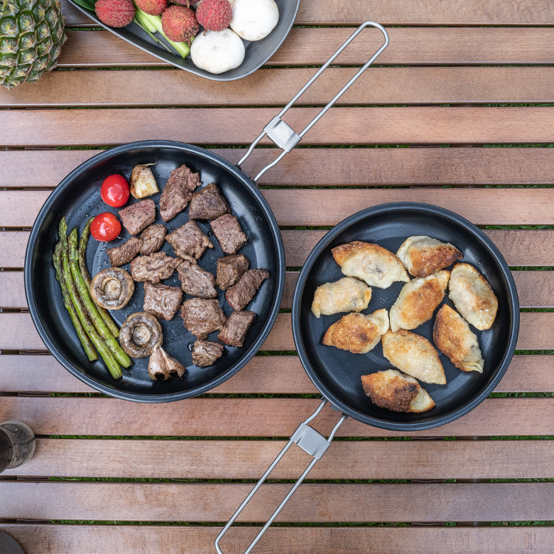 대륙의 테팔팬 티타늄 후라이팬 캠핑 백패킹 프라이팬 무쇠팬 효과 22cm