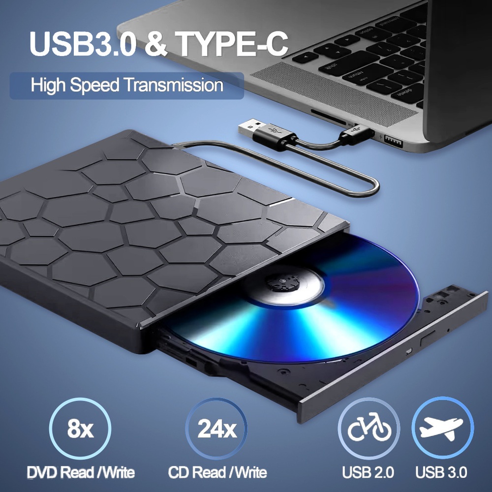 올인원 외부 CD 드라이버 DVD USB3.0 Type-C - 상세 이미지 3