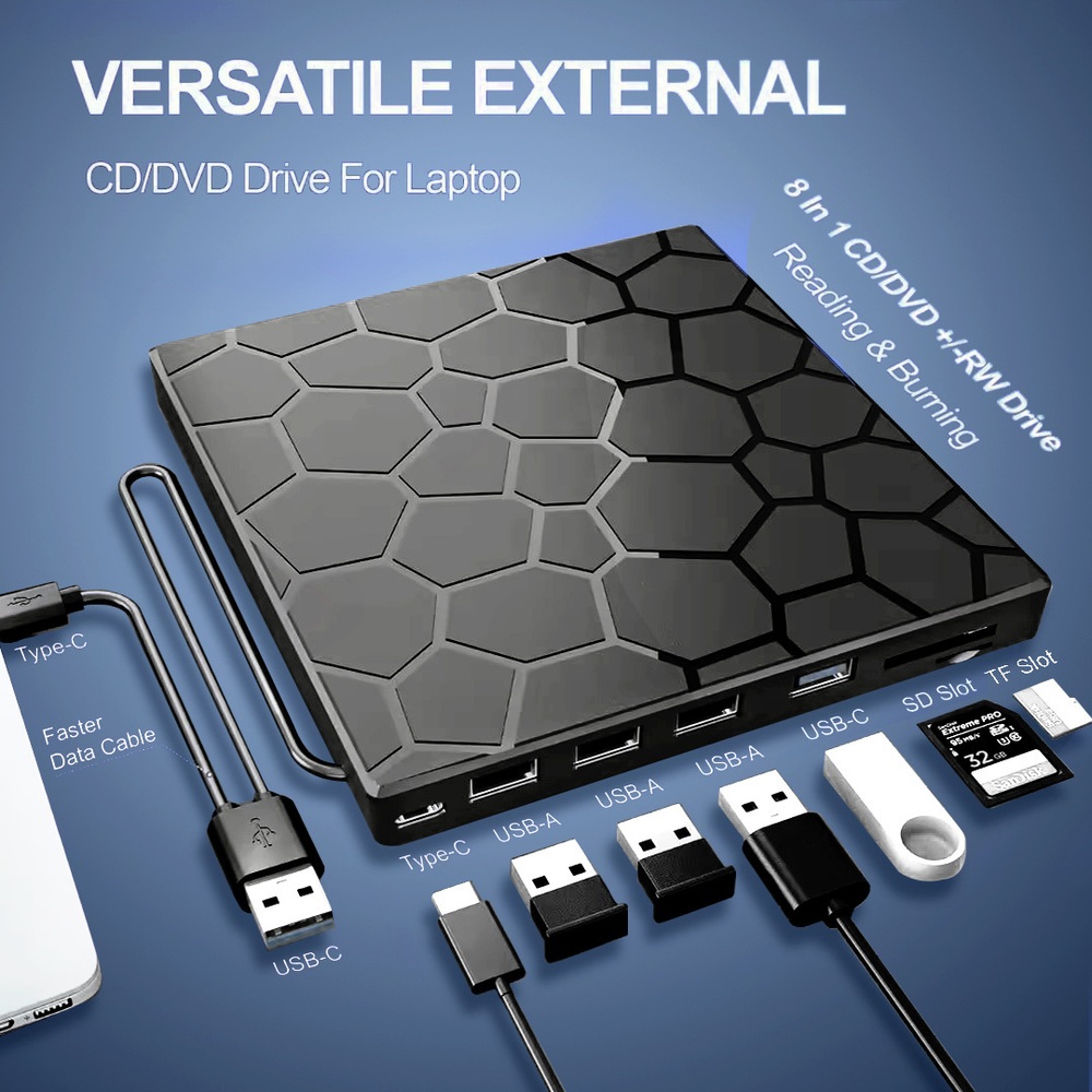 올인원 외부 CD 드라이버 DVD USB3.0 Type-C - 상세 이미지 4