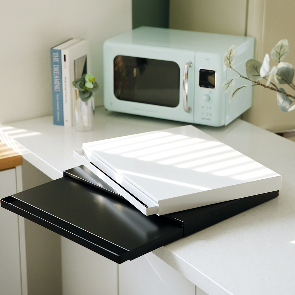 철제 슬라이딩 전자레인지 주방 선반 언더 전자렌지 밥솥 정리대