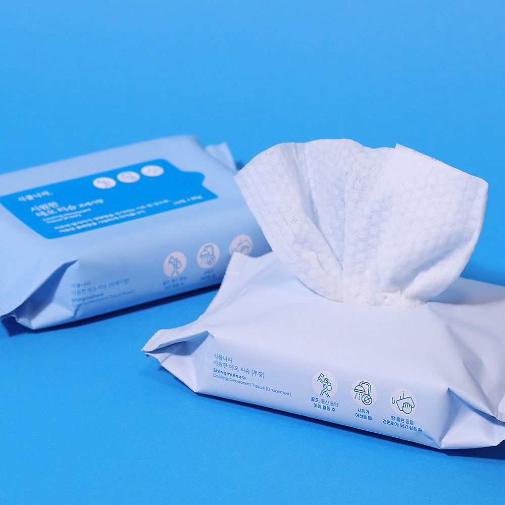 식물나라 시원한 데오티슈 15매 x 2개 파우치형 [무향/프레시향]