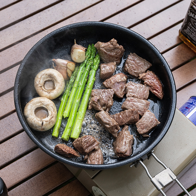 대륙의 테팔팬 티타늄 후라이팬 캠핑 백패킹 프라이팬 무쇠팬 효과 22cm