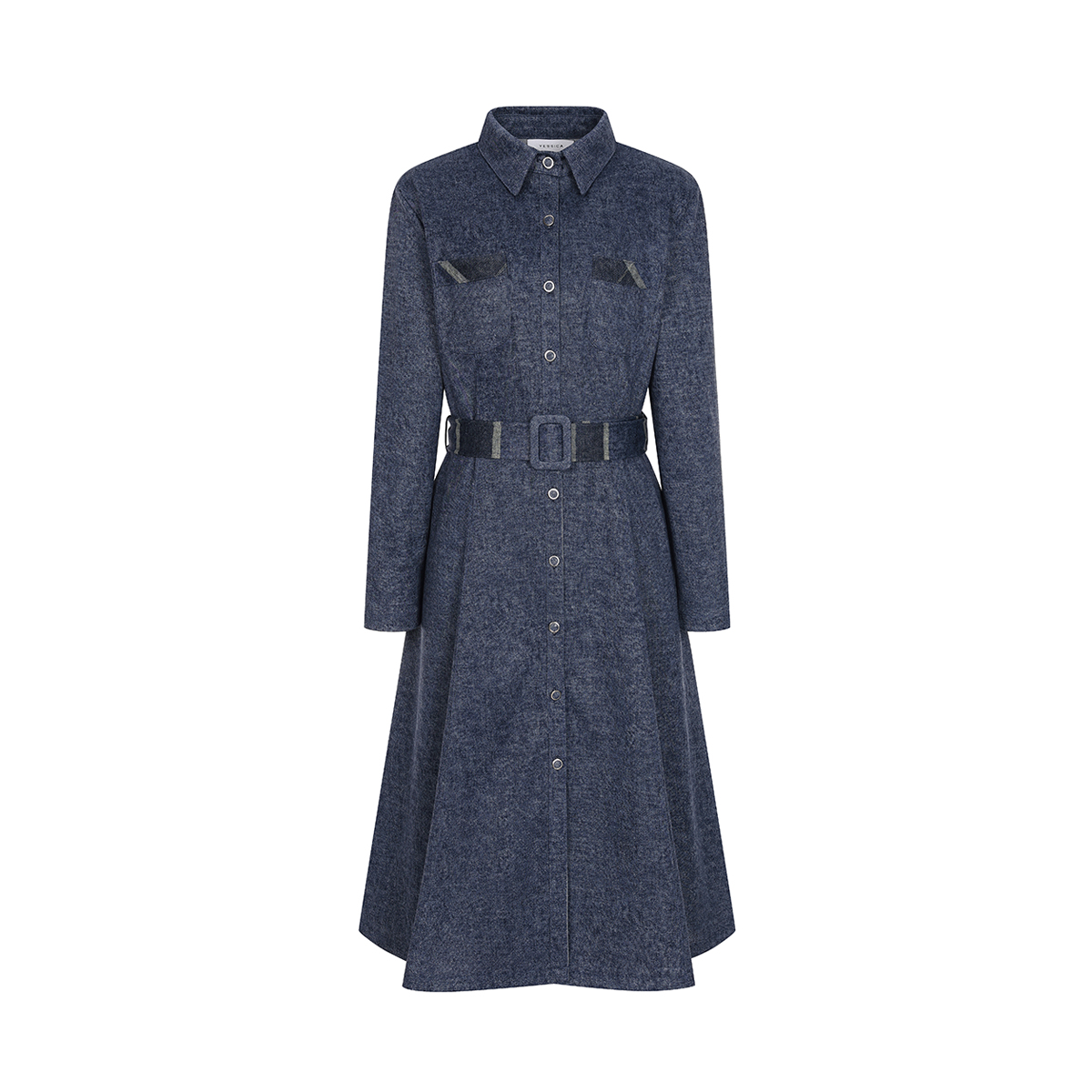 [S-M] 예시카 데님 라이크 포켓 플레어 원피스 YJ2OP303