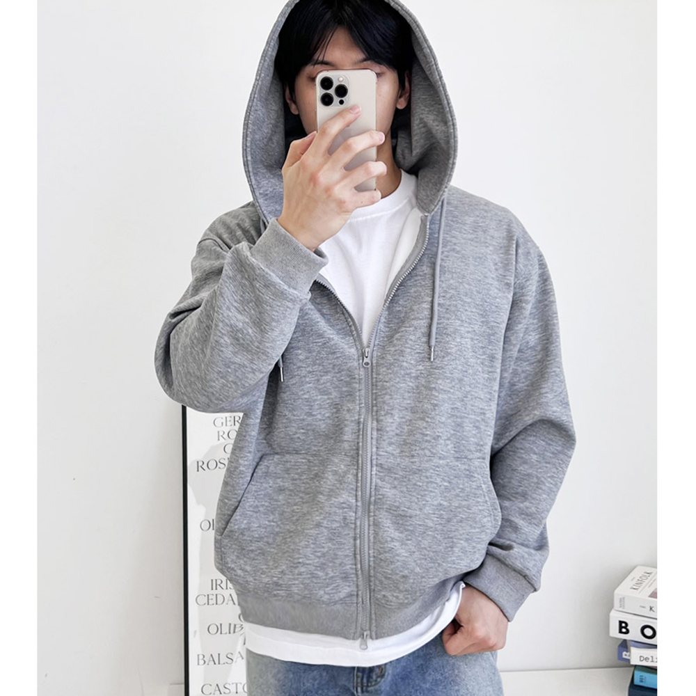 모자큰후드집업 투웨이 커플 남자 2way 무지 오버핏 집업 - 상세 이미지 2
